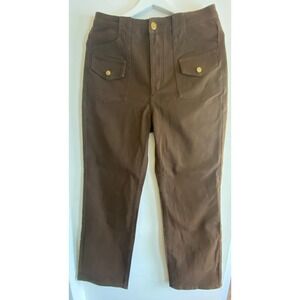 Cider Brown Utility Cargo Pants Straight Leg Cotton Twill Gold Hardware Sz M